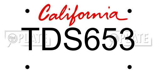 TDS653 California License Plate