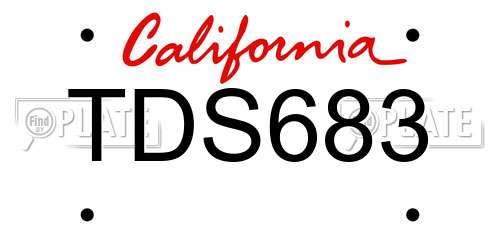 TDS683 California License Plate