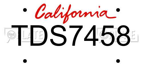 TDS7458 California License Plate
