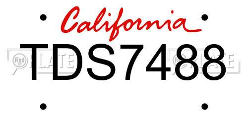 TDS7488 California License Plate