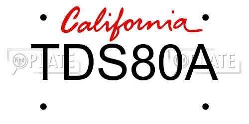 TDS80A California License Plate