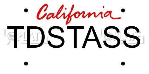 TDSTASS California License Plate