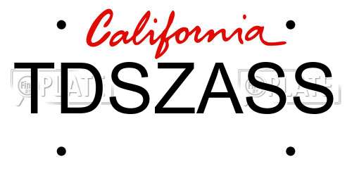 TDSZASS California License Plate