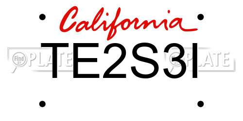 TE2S3I California License Plate