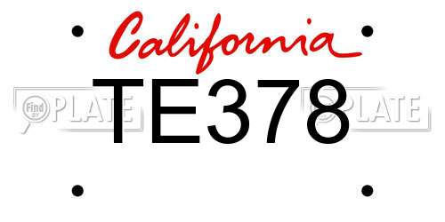 TE378 California License Plate