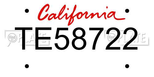 TE58722 California License Plate