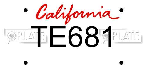 TE681 California License Plate