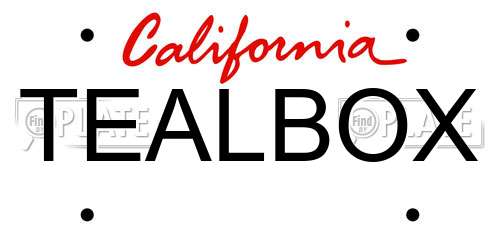 TEALBOX California License Plate