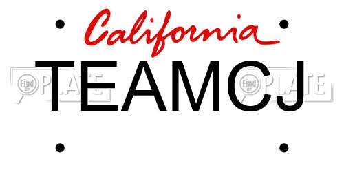 TEAMCJ California License Plate
