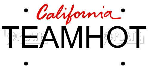 TEAMHOT California License Plate