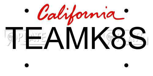 TEAMK8S California License Plate