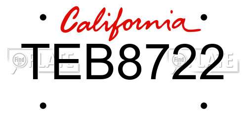 TEB8722 California License Plate