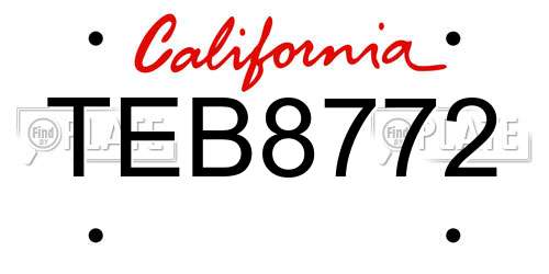TEB8772 California License Plate