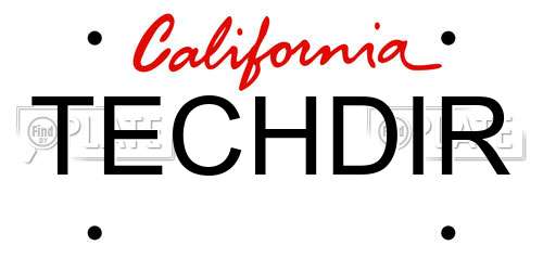 TECHDIR California License Plate