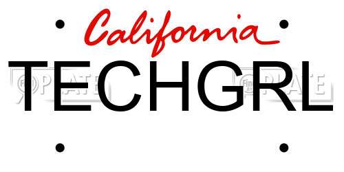 TECHGRL California License Plate