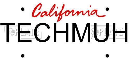 TECHMUH California License Plate