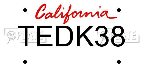 TEDK38 California License Plate
