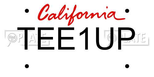 TEE1UP California License Plate