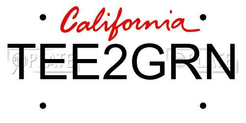 TEE2GRN California License Plate