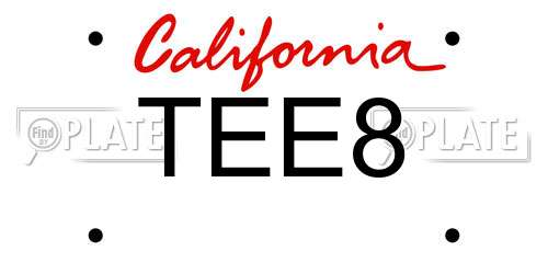 TEE8 California License Plate