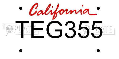 TEG355 California License Plate