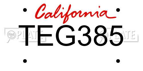 TEG385 California License Plate