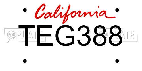 TEG388 California License Plate