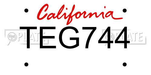 TEG744 California License Plate