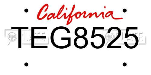 TEG8525 California License Plate