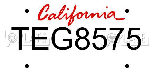 TEG8575 California License Plate