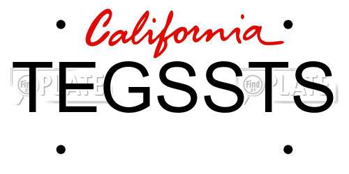 TEGSSTS California License Plate