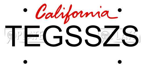 TEGSSZS California License Plate