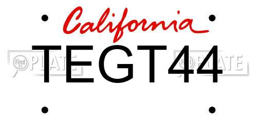 TEGT44 California License Plate