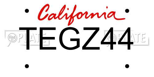 TEGZ44 California License Plate