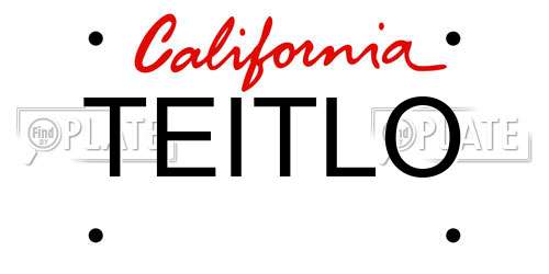 TEITLO California License Plate