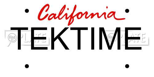 TEKTIME California License Plate