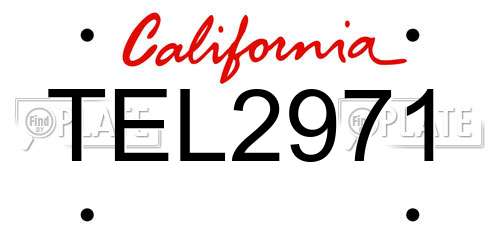 TEL2971 California License Plate
