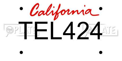 TEL424 California License Plate