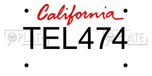 TEL474 California License Plate
