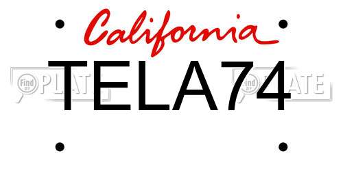 TELA74 California License Plate