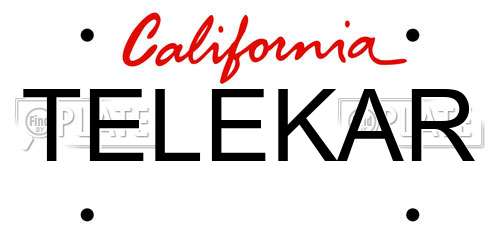 TELEKAR California License Plate
