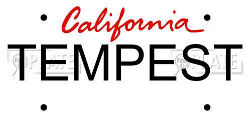 TEMPEST California License Plate