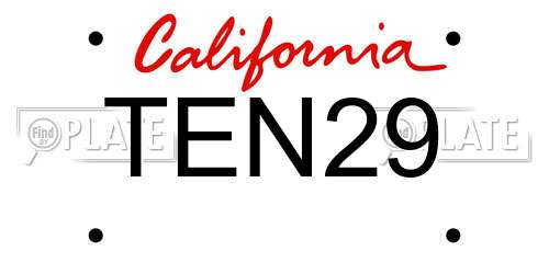 TEN29 California License Plate