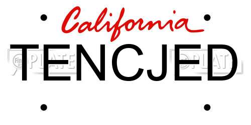TENCJED California License Plate