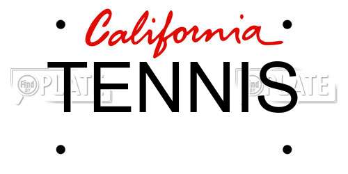 TENNIS California License Plate
