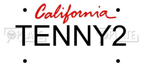 TENNY2 California License Plate