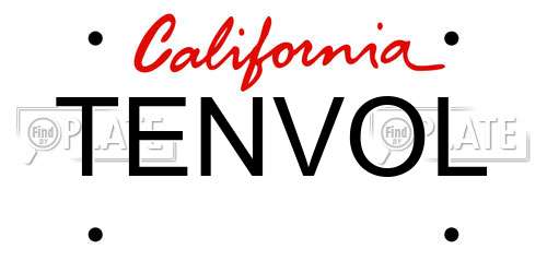 TENVOL California License Plate