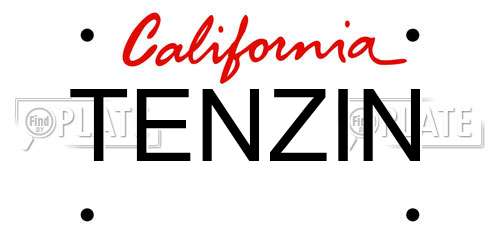 TENZIN California License Plate