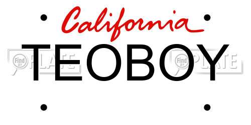 TEOBOY California License Plate