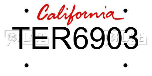 TER6903 California License Plate